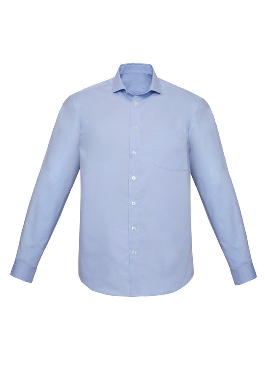 Mens Charlie Classic Fit Long Sleeve Shirt - Blue Chambray