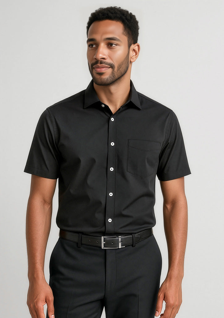Mens Charlie Classic Fit Short Sleeve Shirt - Black