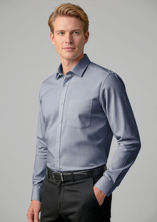 Mens Bristol Classic Long Sleeve Shirt - White/Navy