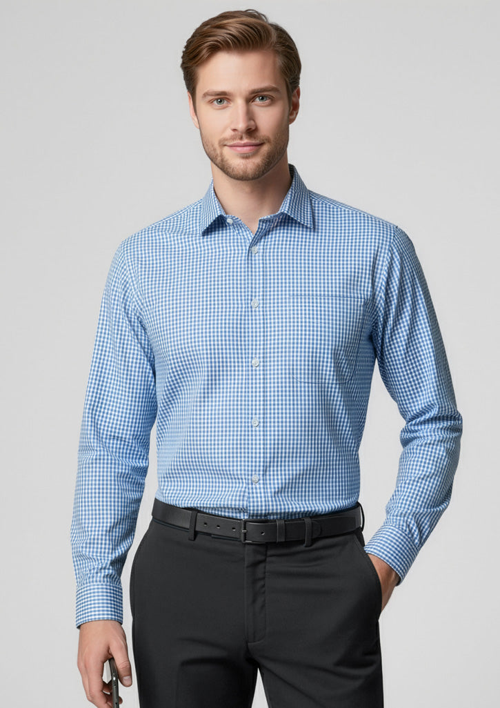 Mens Ellison Long Sleeve Shirt - French Blue
