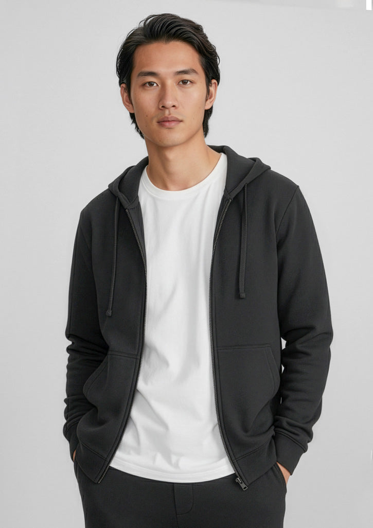 Mens Crew Zip Hoodie - Black