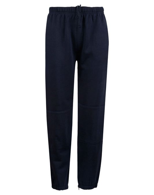Kid's fleecy trackpants with Zip, Cuffs and knee padding