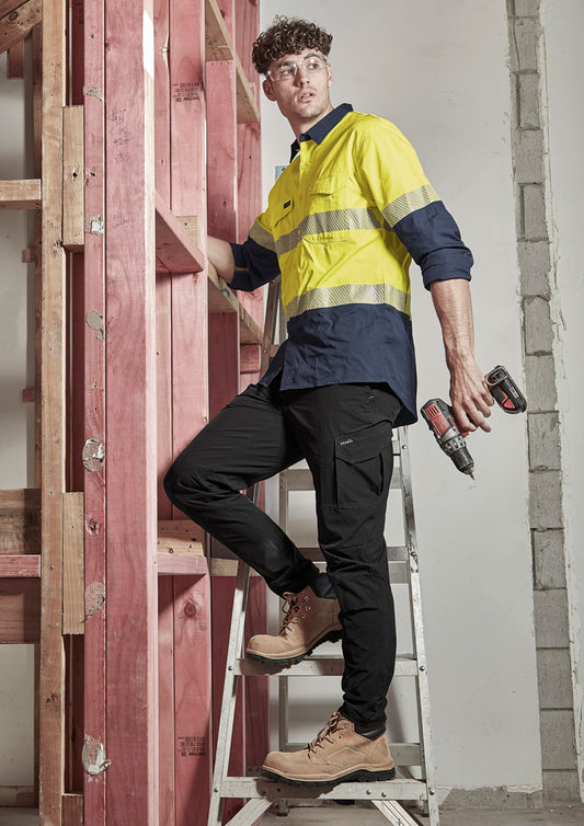 Mens Rugged Cooling Hi Vis Segmented Tape Long Sleeve Shirt