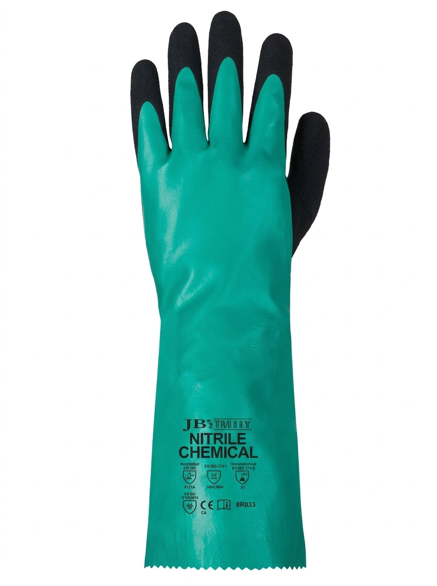 JB's TYPE A NITRILE CHEMICAL GLOVE GREEN/BLACK-L
