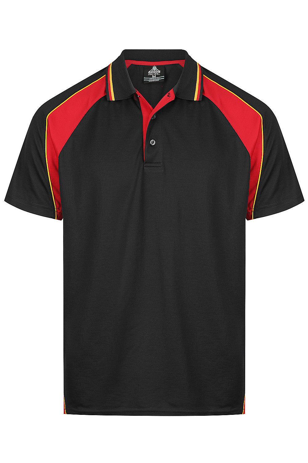 PANORAMA MENS POLOS - V1309 - BLACK/RED/GOLD