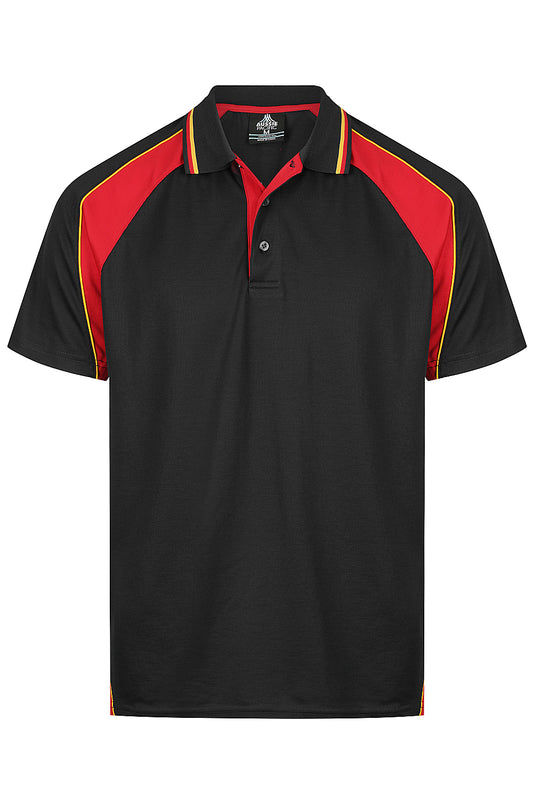 PANORAMA MENS POLOS - V1309 - BLACK/RED/GOLD