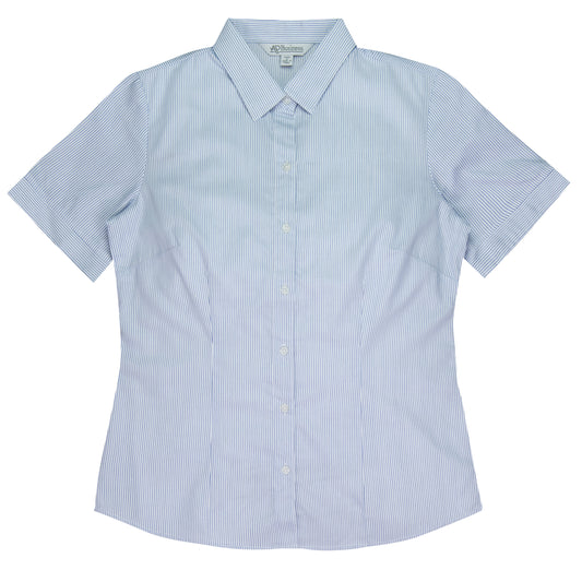 HENLEY LADY SHIRT SHORT SLEEVE RUNOUT - V2900S - WHITE/NAVY