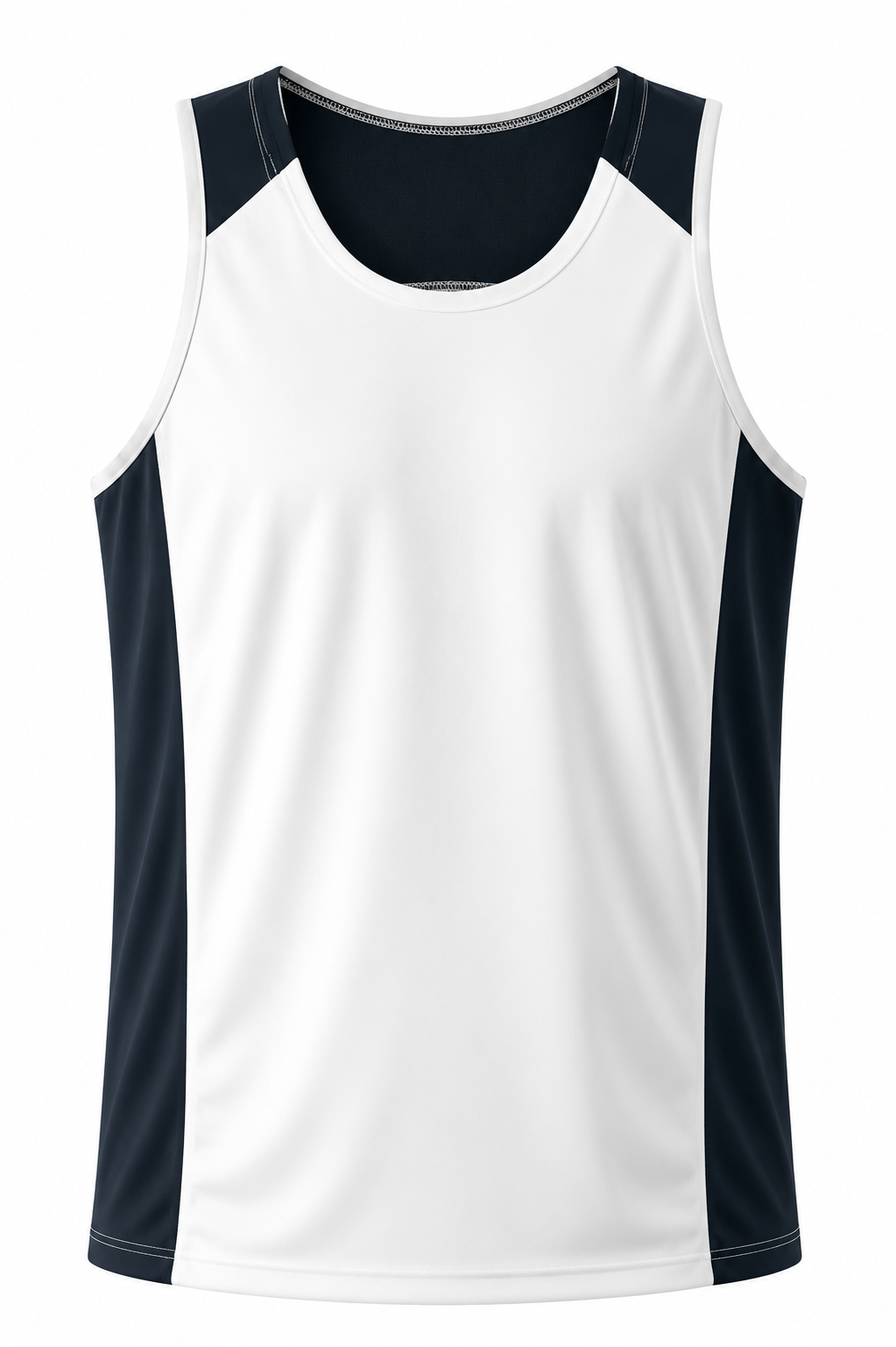 PREMIER MENS SINGLETS - V1101 - WHITE/NAVY