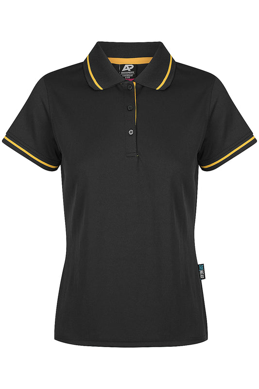 COTTESLOE LADY POLOS - V2319 - BLACK/GOLD
