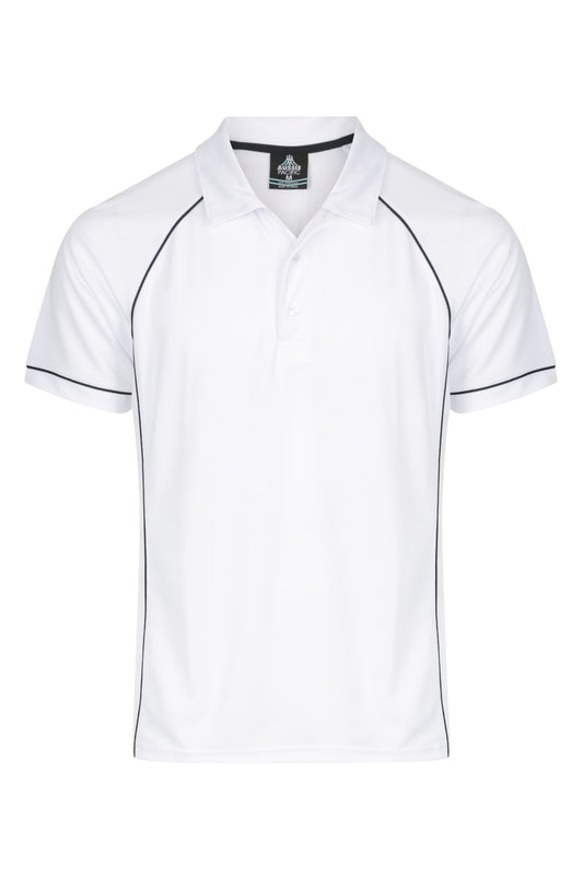 ENDEAVOUR MENS POLOS - V1310 - WHITE/NAVY