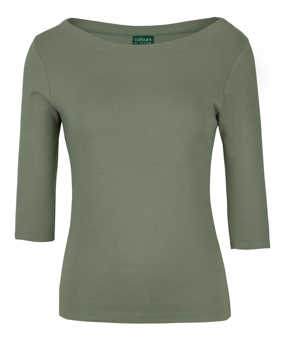C of C LADIES 3/4 SLEEVE BOAT NECK TEE SAGE