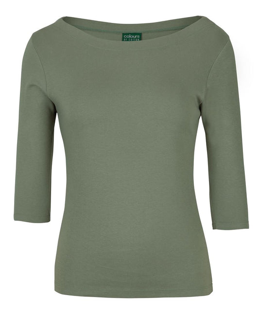 C of C LADIES 3/4 SLEEVE BOAT NECK TEE SAGE