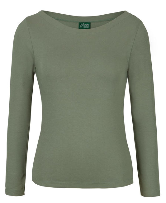 C of C LADIES L/S BOAT NECK TEE SAGE