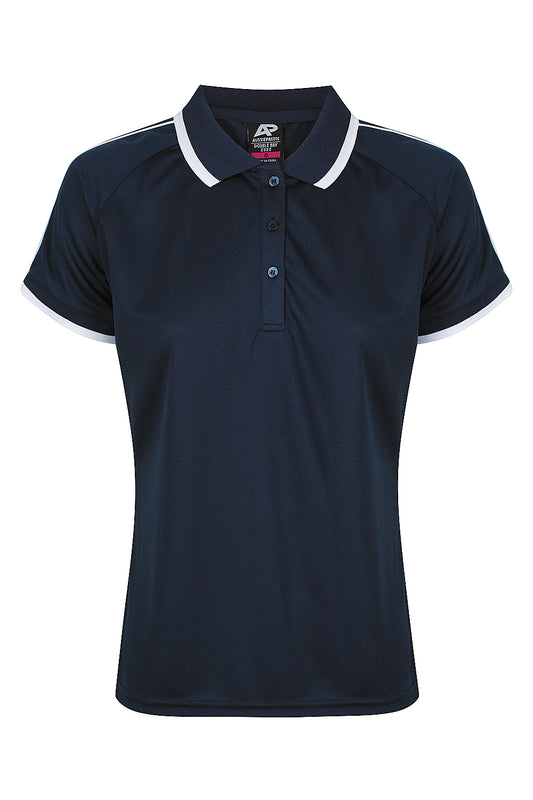DOUBLE BAY LADY POLOS RUNOUT - V2322 - NAVY/WHITE