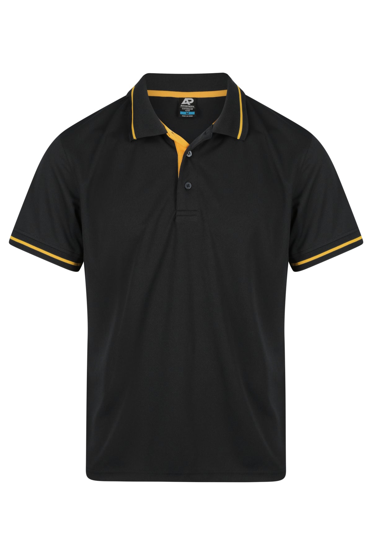 COTTESLOE MENS POLOS - V1319 - BLACK/GOLD