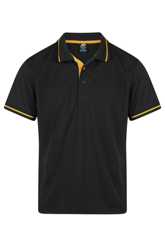 COTTESLOE MENS POLOS - V1319 - BLACK/GOLD