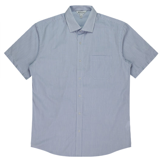 HENLEY MENS SHIRT SHORT SLEEVE RUNOUT - V1900S - WHITE/NAVY