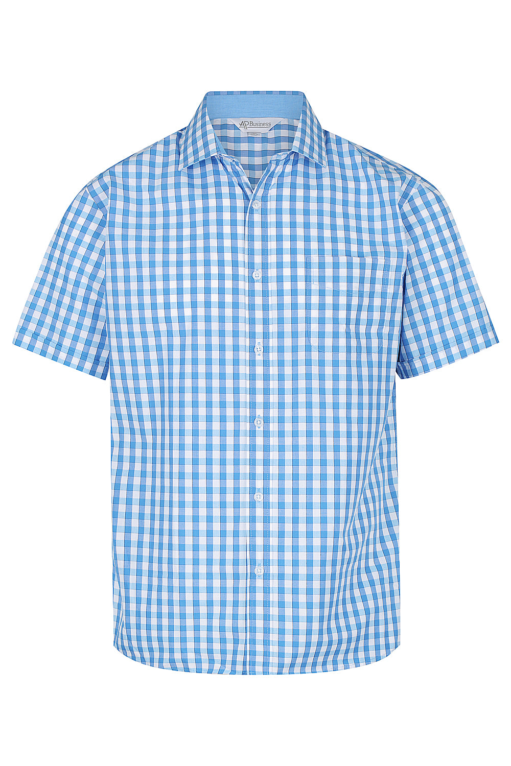 DEVONPORT MENS SHIRT SHORT SLEEVE RUNOUT - V1908S - MID BLUE/SKY