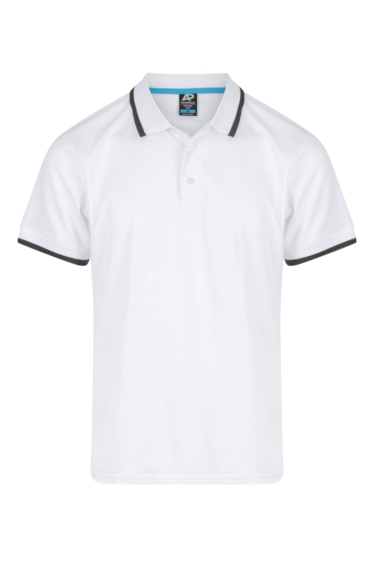 PORTSEA MENS POLOS - V1321 - WHITE/SLATE