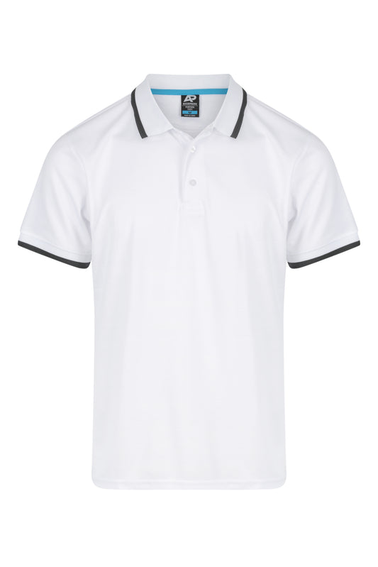 PORTSEA MENS POLOS - V1321 - WHITE/SLATE