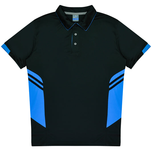 TASMAN KIDS POLOS - V3311 - BLACK/CYAN