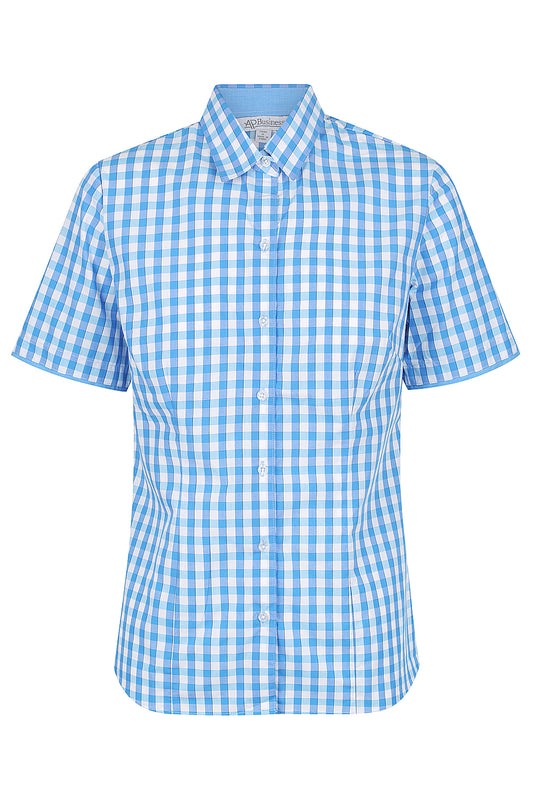 DEVONPORT LADY SHIRT SHORT SLEEVE RUNOUT - V2908S - MID BLUE/SKY