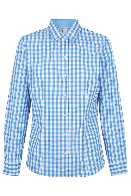 DEVONPORT LADY SHIRT LONG SLEEVE RUNOUT - V2908L - MID BLUE/SKY