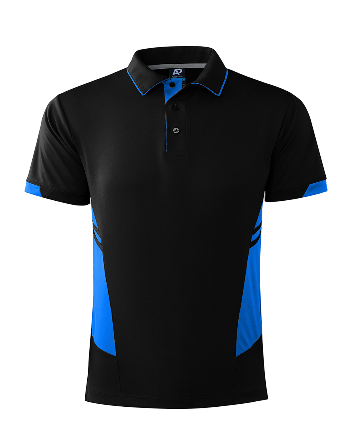 TASMAN MENS POLOS - V1311 - BLACK/CYAN