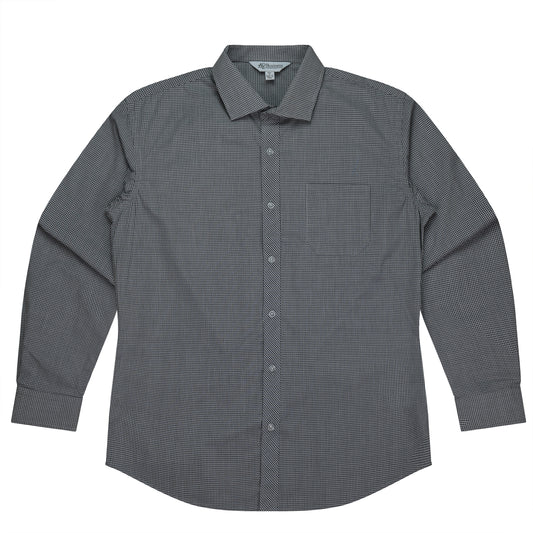 TOORAK MENS SHIRT LONG SLEEVE RUNOUT - V1901L - BLACK/WHITE