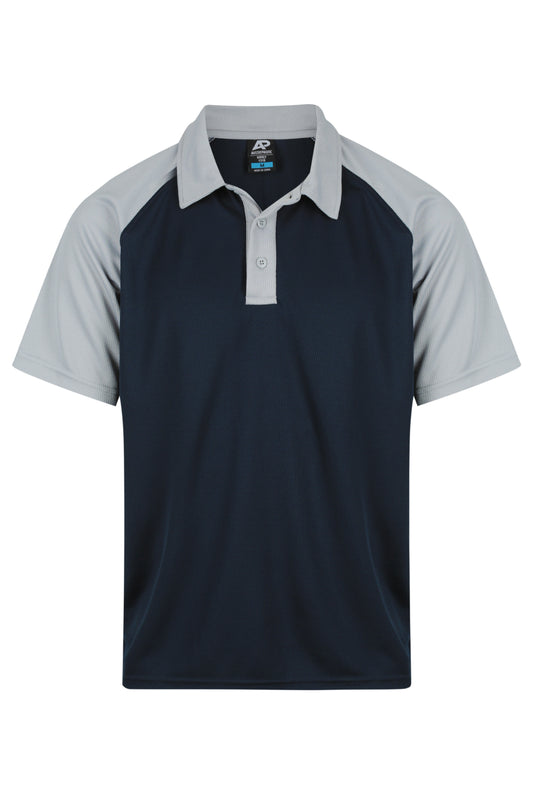 MANLY MENS POLOS RUNOUT - V1318 - NAVY/SILVER