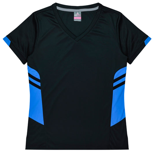 TASMAN LADY TEES - V2211 - BLACK/CYAN