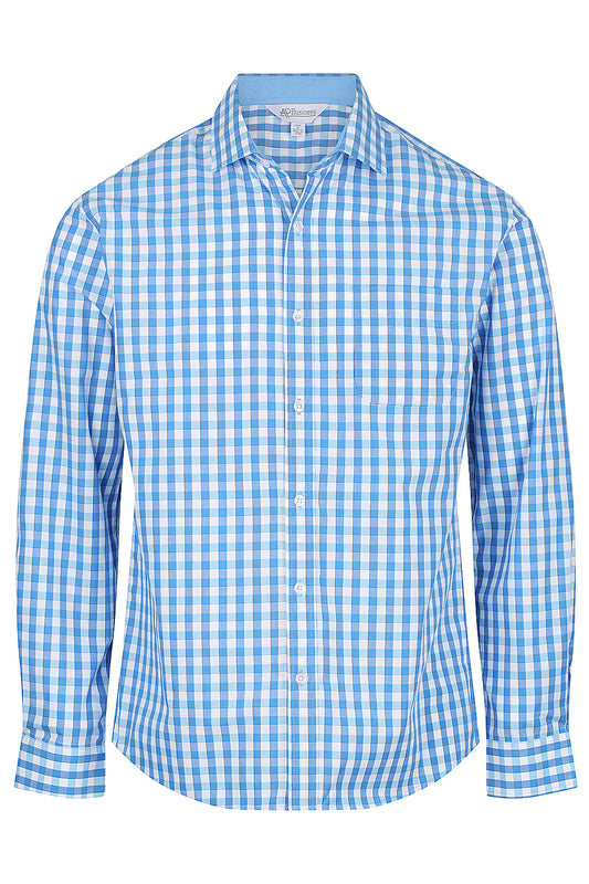 DEVONPORT MENS SHIRT LONG SLEEVE RUNOUT - V1908L - MID BLUE/SKY