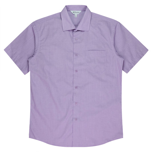 GRANGE MENS SHIRT SHORT SLEEVE RUNOUT - V1902S - MAUVE