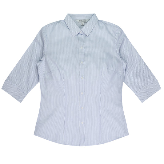 HENLEY LADY SHIRT 3/4 SLEEVE RUNOUT - V2900T - WHITE/NAVY