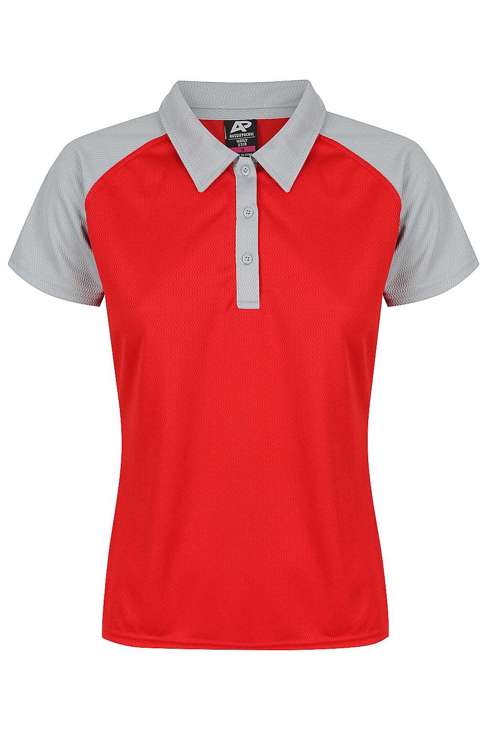 MANLY LADY POLOS RUNOUT - V2318 - RED/SILVER