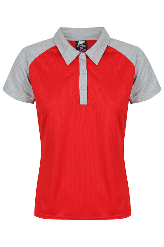 MANLY LADY POLOS RUNOUT - V2318 - RED/SILVER