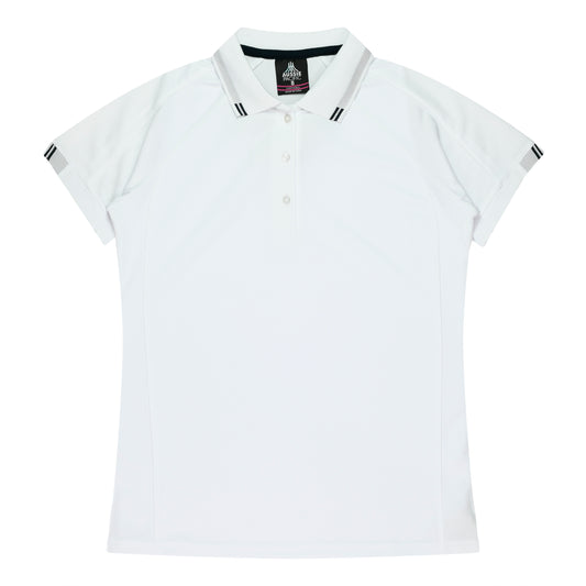 FLINDERS LADY POLOS - V2308 - WHITE/BLACK