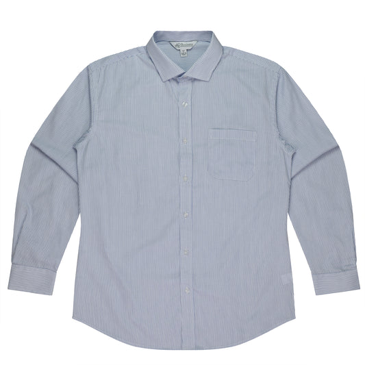HENLEY MENS SHIRT LONG SLEEVE RUNOUT - V1900L - WHITE/NAVY
