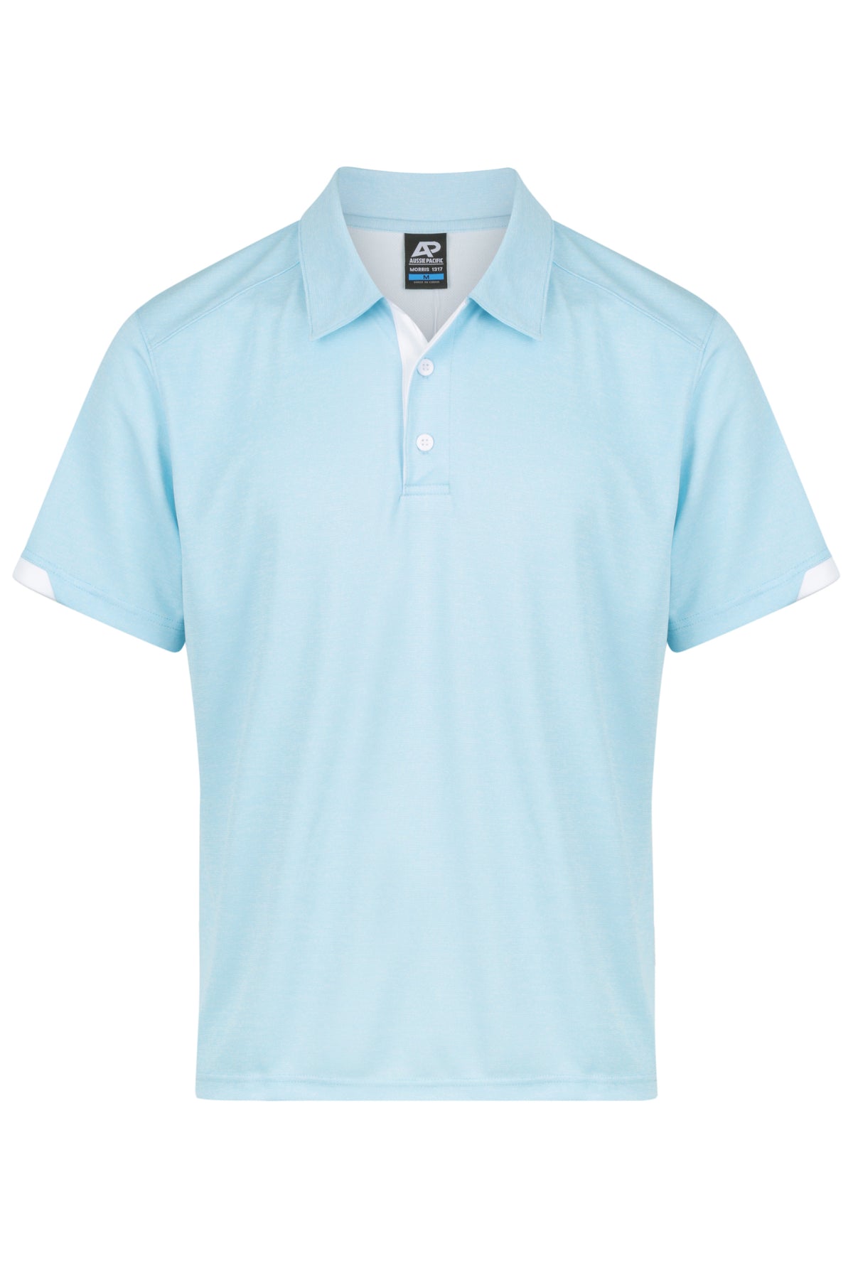 MORRIS MENS POLOS - V1317 - LIGHT BLUE/WHITE