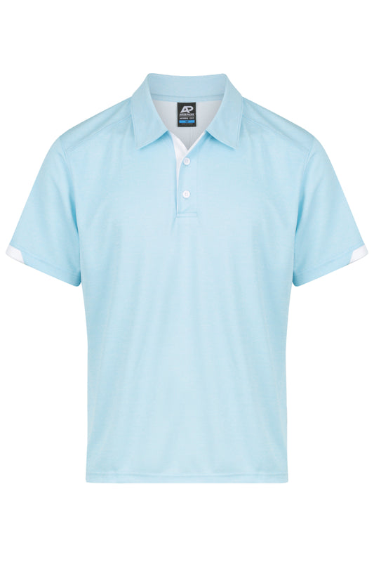 MORRIS MENS POLOS - V1317 - LIGHT BLUE/WHITE