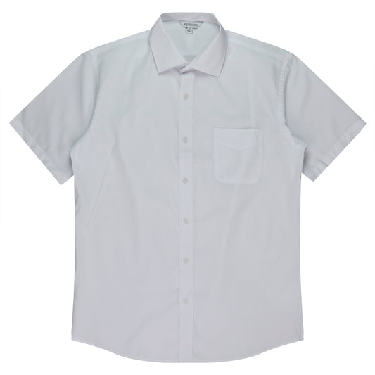 MOSMAN MENS SHIRT SHORT SLEEVE RUNOUT - V1903S - WHITE