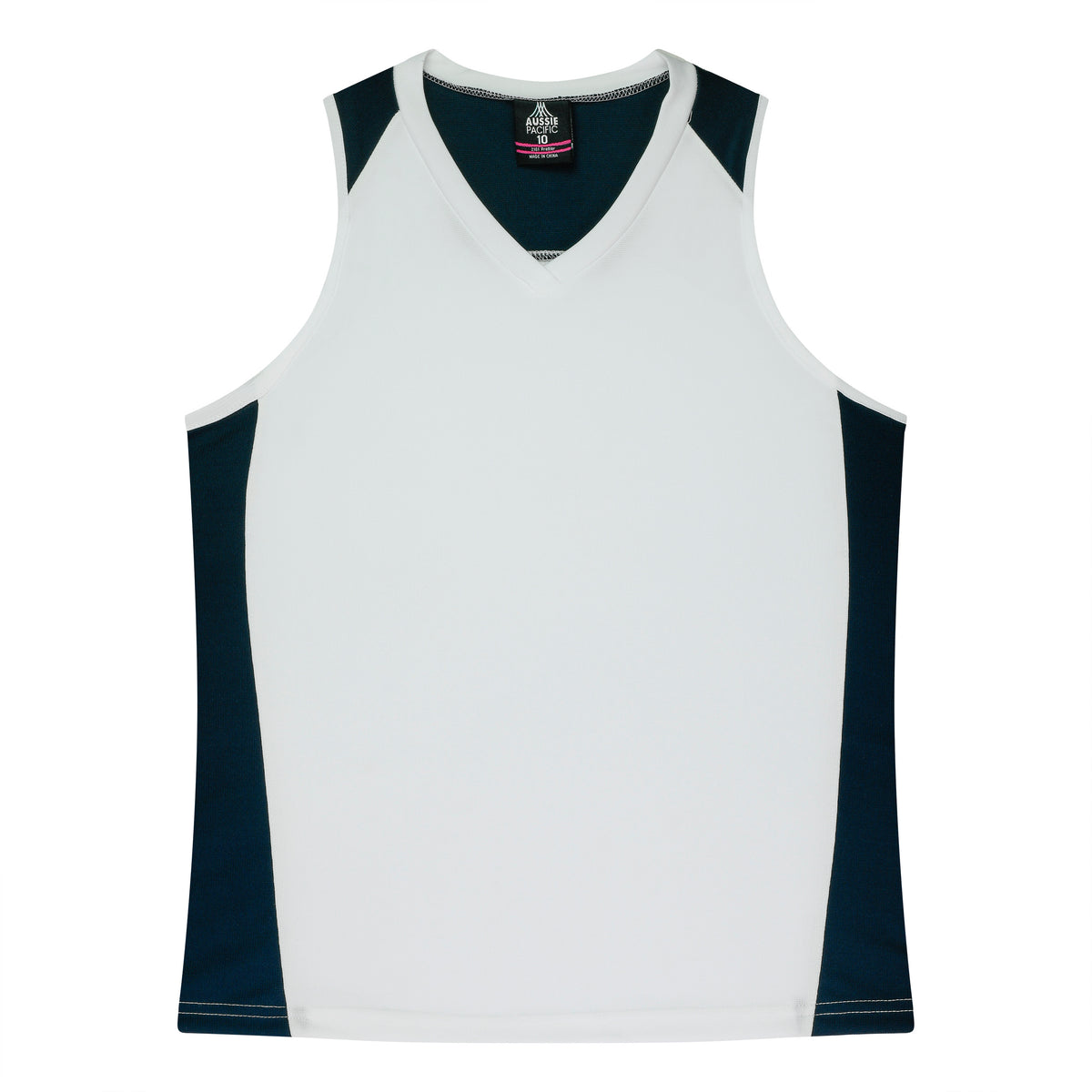 PREMIER LADY SINGLETS - V2101 - WHITE/NAVY