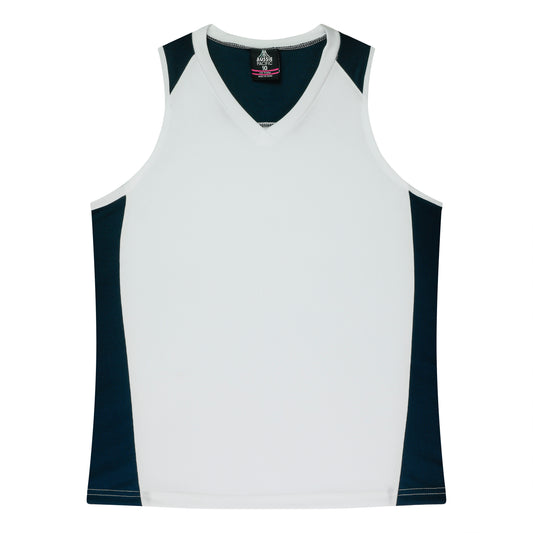 PREMIER LADY SINGLETS - V2101 - WHITE/NAVY
