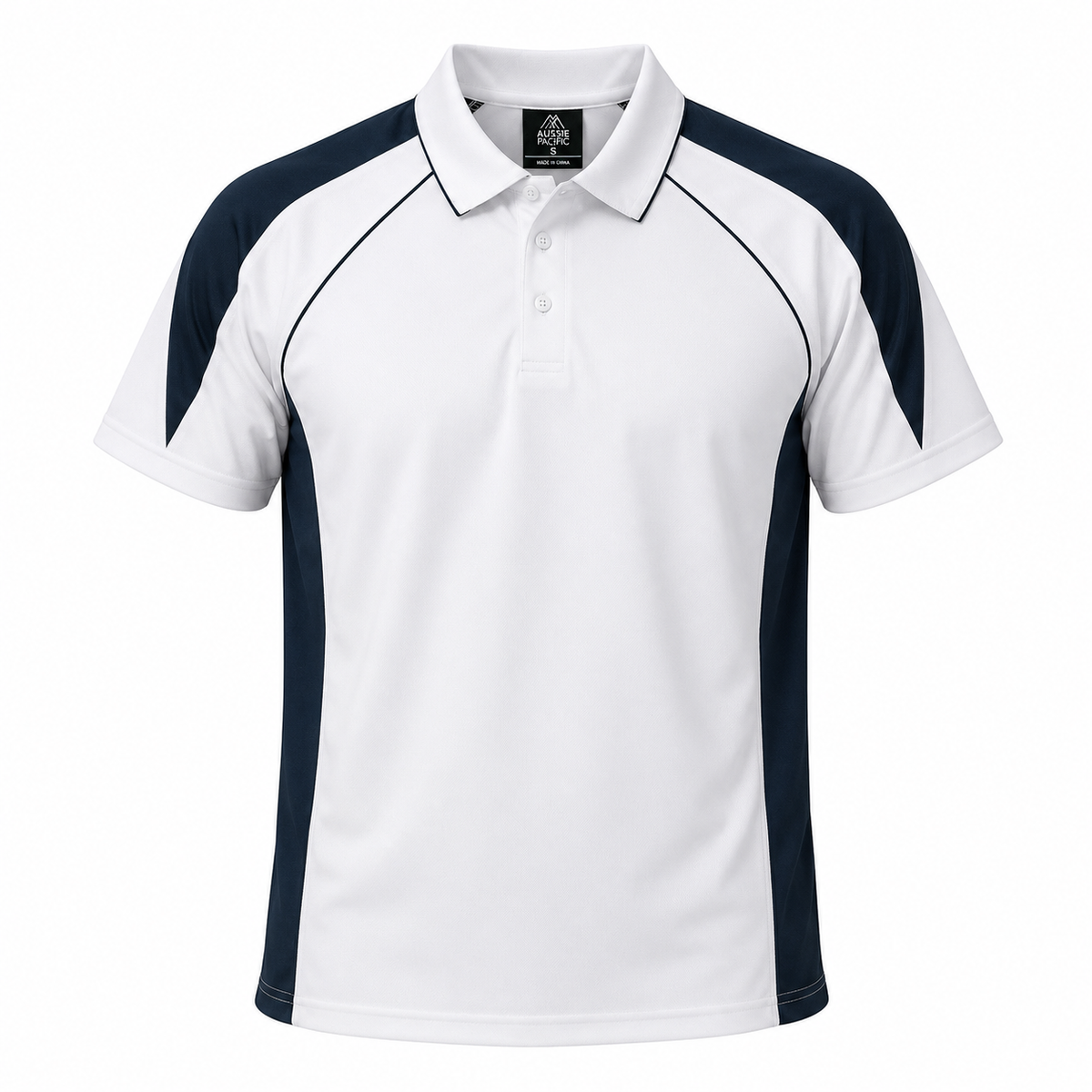 PREMIER MENS POLOS - V1301 - WHITE/NAVY