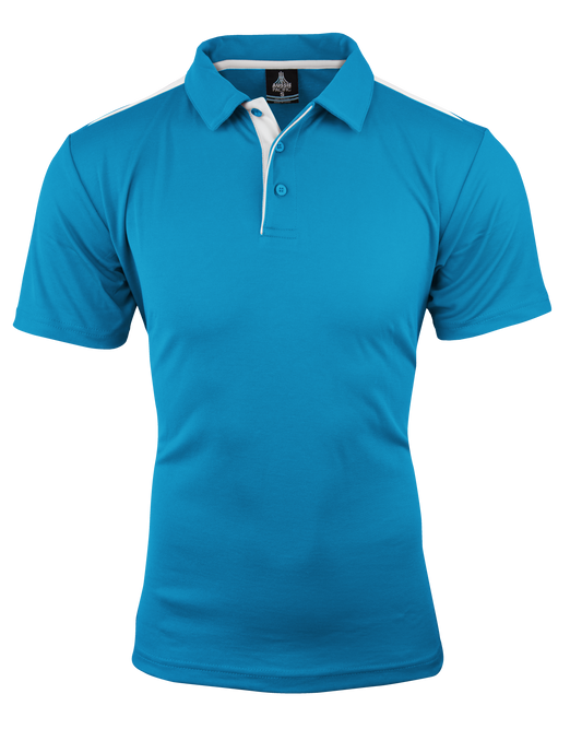 PATERSON MENS POLOS - V1305 - PACIFIC BLUE/WHITE