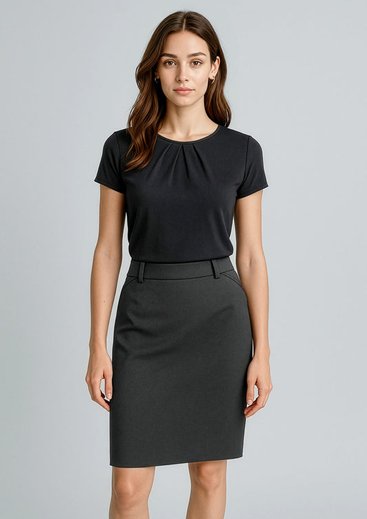 Womens Cool Stretch Multi-Pleat Skirt - Charcoal