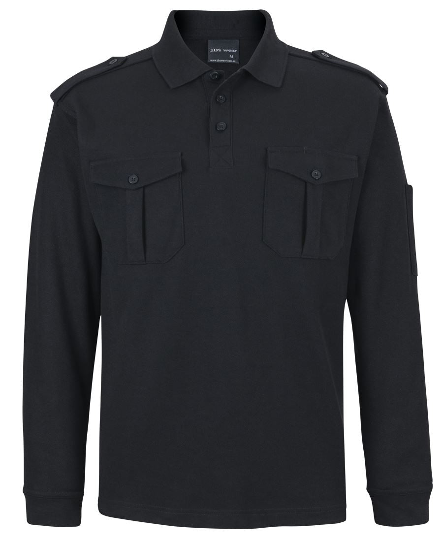 JB's L/S 250 EPAULETTE POLO BLACK