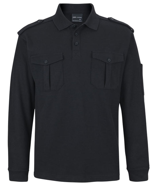 JB's L/S 250 EPAULETTE POLO BLACK