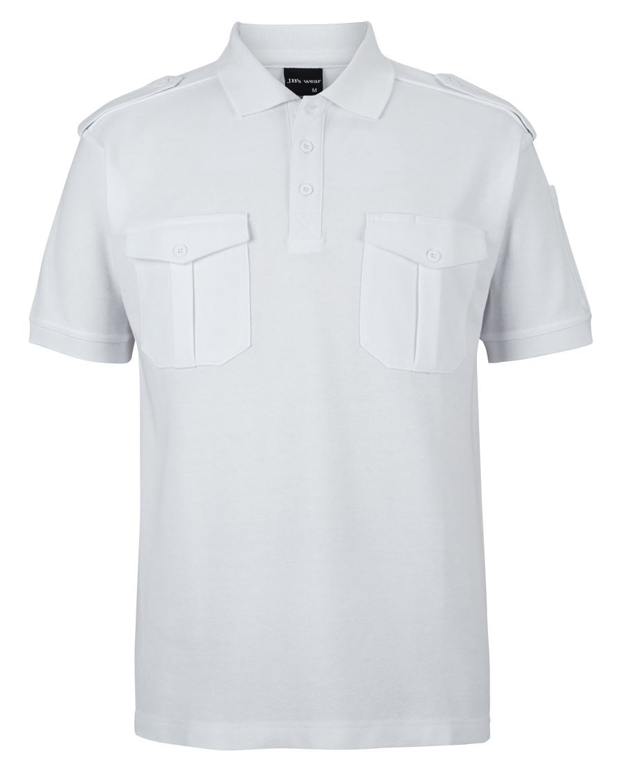JB's S/S 250 EPAULETTE POLO WHITE