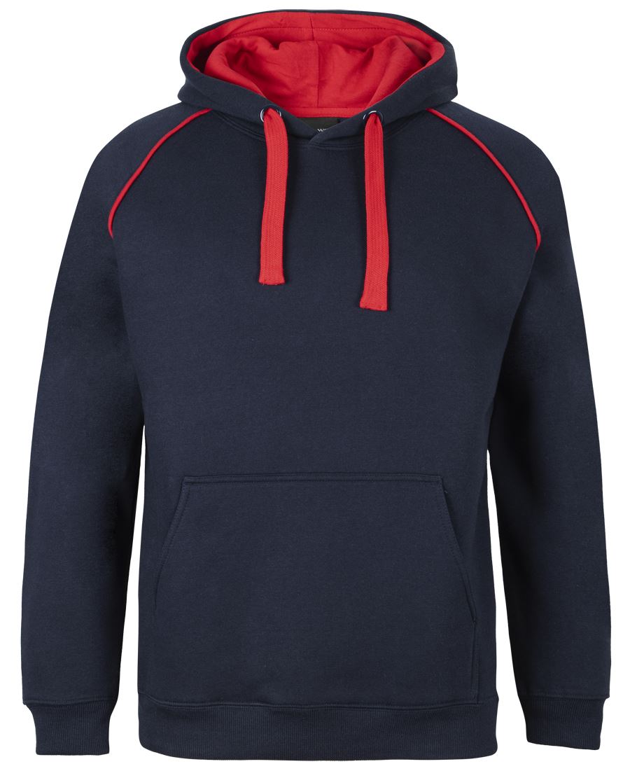 JB's CONTRAST FLEECY HOODIE NAVY/RED